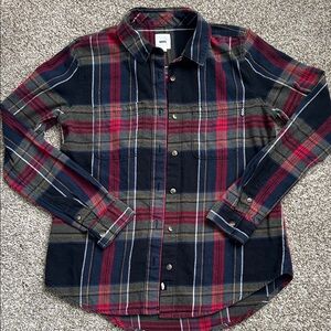 Vans Youth Small Casual Plaid Button Down Shirt - Black and Red